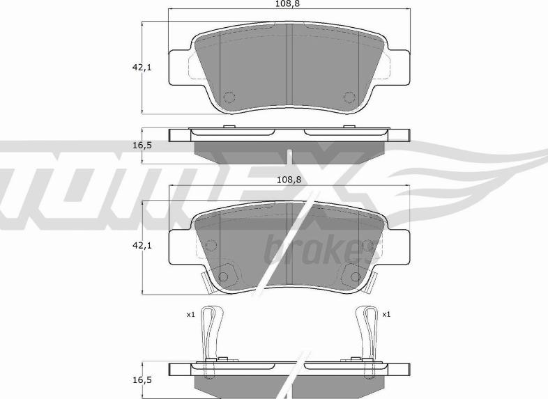 TOMEX brakes TX 19-07 - Brake Pad Set, disc brake autospares.lv