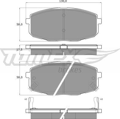 TOMEX brakes TX 14-99 - Brake Pad Set, disc brake autospares.lv