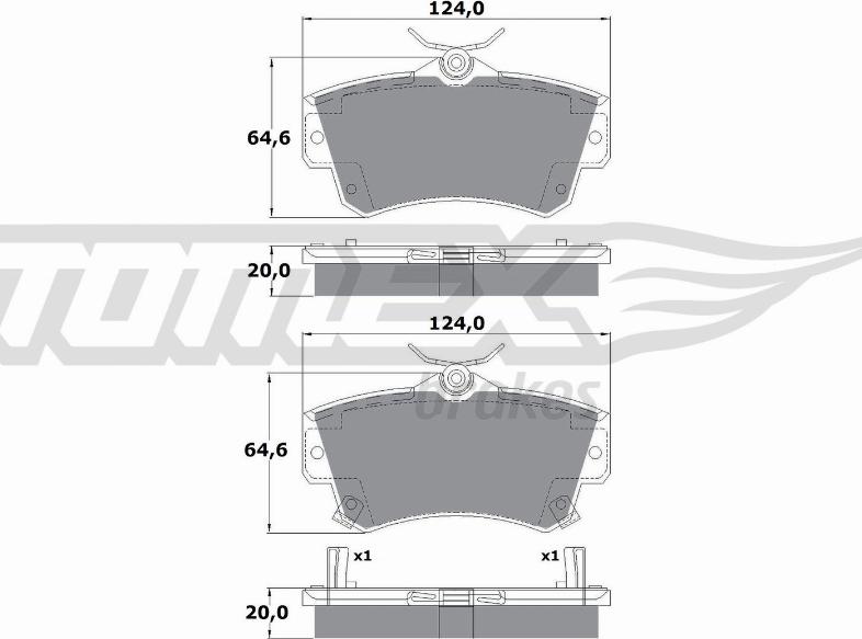 TOMEX brakes TX 14-97 - Brake Pad Set, disc brake autospares.lv