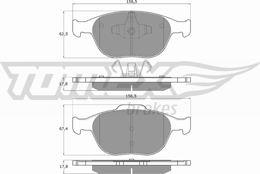 TOMEX brakes TX 14-49 - Brake Pad Set, disc brake autospares.lv