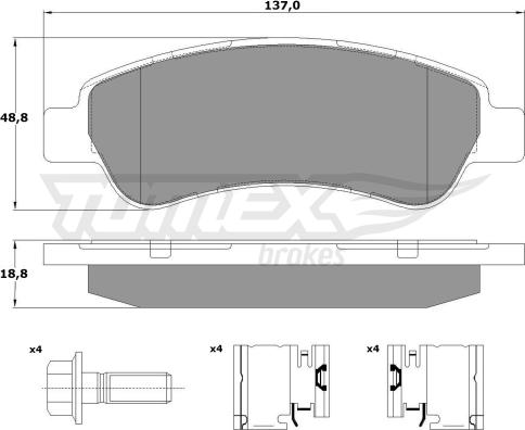 TOMEX brakes TX 14-41 - Brake Pad Set, disc brake autospares.lv
