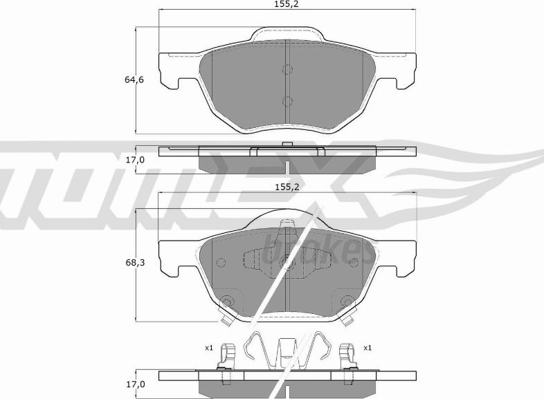 TOMEX brakes TX 14-50 - Brake Pad Set, disc brake autospares.lv