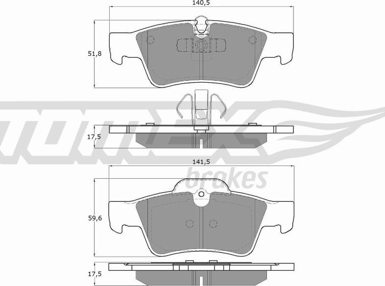 TOMEX brakes TX 14-58 - Brake Pad Set, disc brake autospares.lv