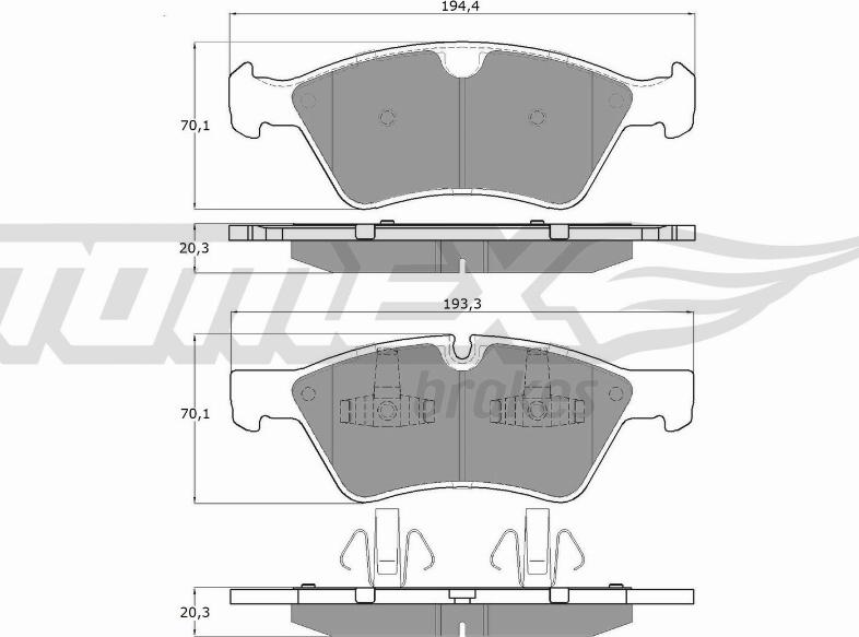 TOMEX brakes TX 14-57 - Brake Pad Set, disc brake autospares.lv