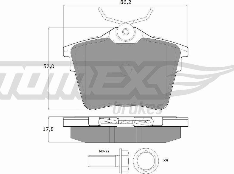 TOMEX brakes TX 14-69 - Brake Pad Set, disc brake autospares.lv
