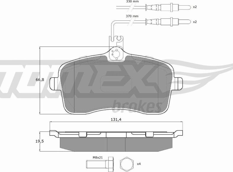 TOMEX brakes TX 14-67 - Brake Pad Set, disc brake autospares.lv