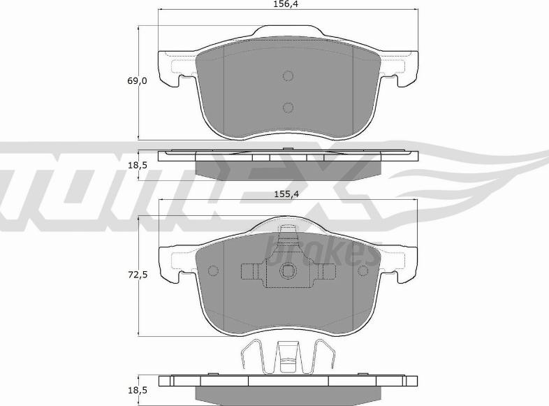 TOMEX brakes TX 14-04 - Brake Pad Set, disc brake autospares.lv