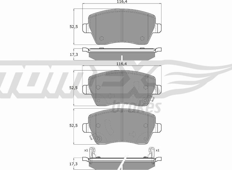 TOMEX brakes TX 14-161 - Brake Pad Set, disc brake autospares.lv