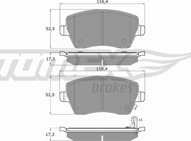 TOMEX brakes TX 14-162 - Brake Pad Set, disc brake autospares.lv