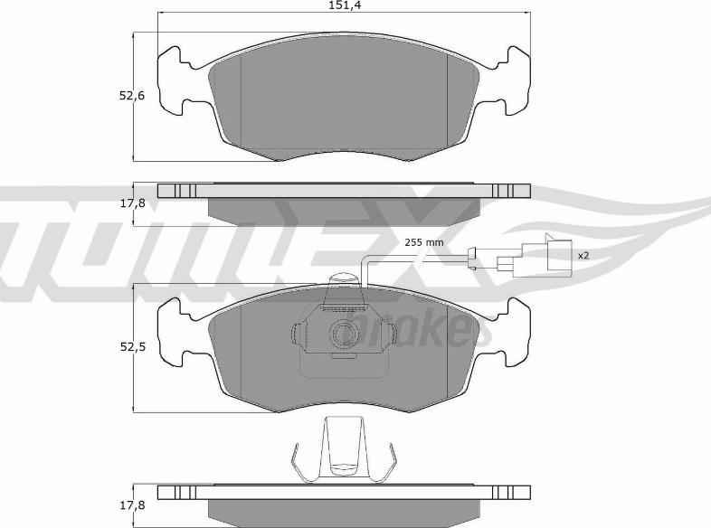 TOMEX brakes TX 14-11 - Brake Pad Set, disc brake autospares.lv