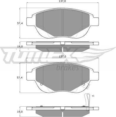 TOMEX brakes TX 14-86 - Brake Pad Set, disc brake autospares.lv