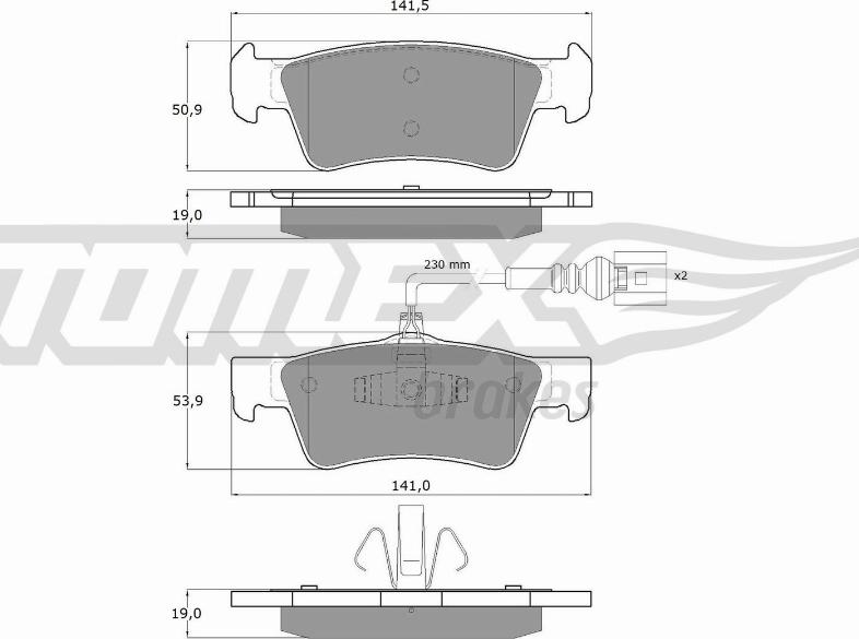 TOMEX brakes TX 14-80 - Brake Pad Set, disc brake autospares.lv