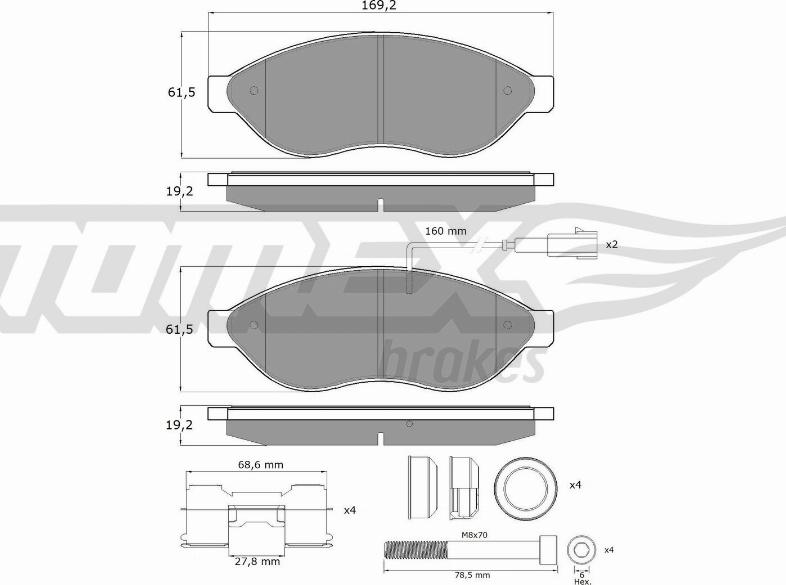 TOMEX brakes TX 14-39 - Brake Pad Set, disc brake autospares.lv