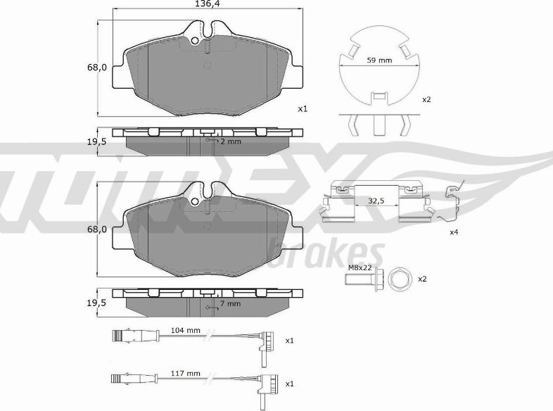 TOMEX brakes TX 14-29 - Brake Pad Set, disc brake autospares.lv