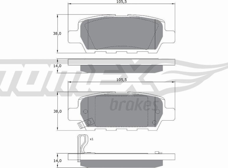 TOMEX brakes TX 14-21 - Brake Pad Set, disc brake autospares.lv