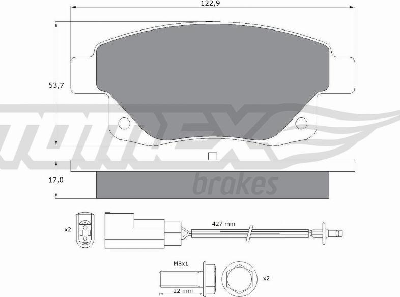 TOMEX brakes TX 14-75 - Brake Pad Set, disc brake autospares.lv