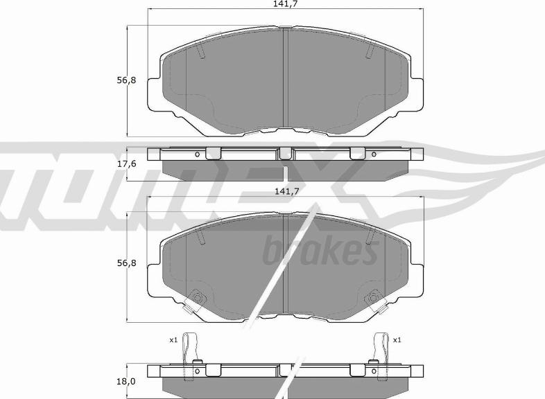 TOMEX brakes TX 15-58 - Brake Pad Set, disc brake autospares.lv