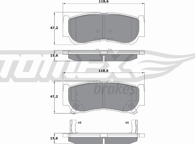 TOMEX brakes TX 15-64 - Brake Pad Set, disc brake autospares.lv