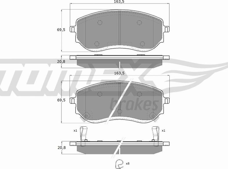 TOMEX brakes TX 15-65 - Brake Pad Set, disc brake autospares.lv