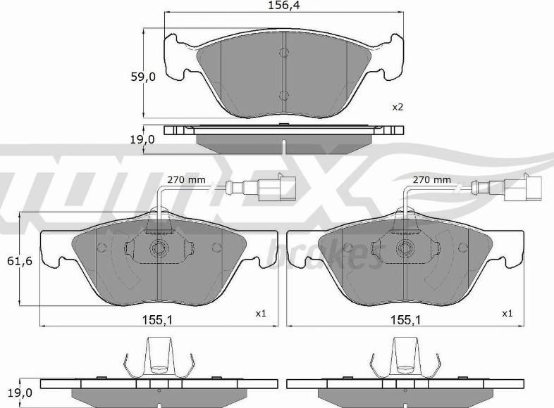 TOMEX brakes TX 15-05 - Brake Pad Set, disc brake autospares.lv