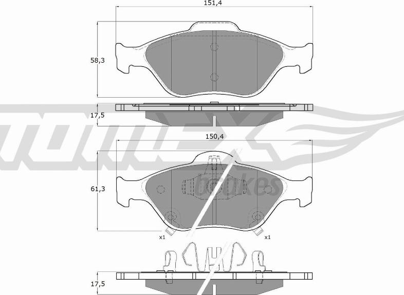 TOMEX brakes TX 15-00 - Brake Pad Set, disc brake autospares.lv