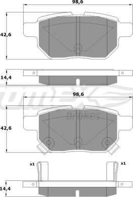 TOMEX brakes TX 15-01 - Brake Pad Set, disc brake autospares.lv