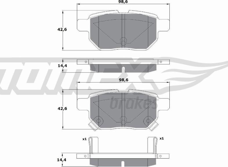 TOMEX brakes TX 15-01 - Brake Pad Set, disc brake autospares.lv