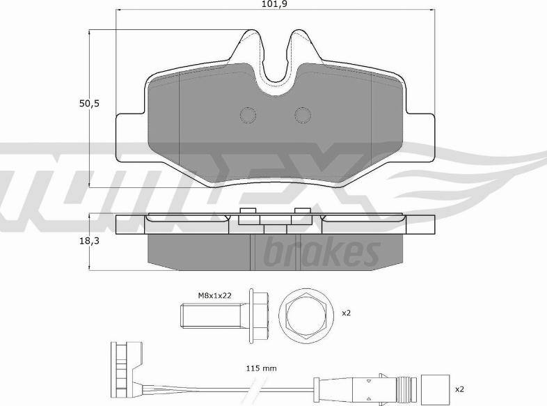 TOMEX brakes TX 15-13 - Brake Pad Set, disc brake autospares.lv