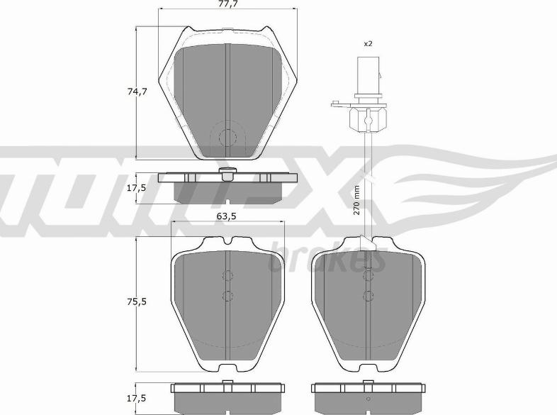 TOMEX brakes TX 15-12 - Brake Pad Set, disc brake autospares.lv