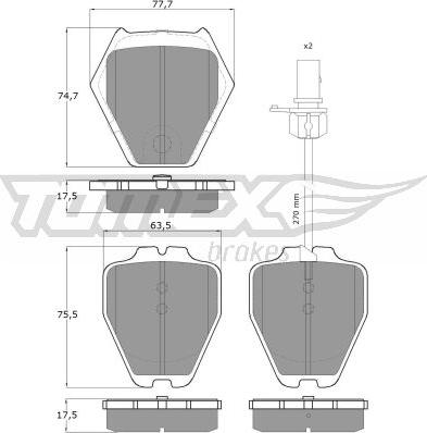 TOMEX brakes TX 15-12 - Brake Pad Set, disc brake autospares.lv