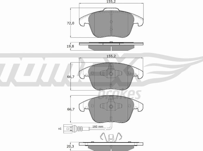 TOMEX brakes TX 15-82 - Brake Pad Set, disc brake autospares.lv