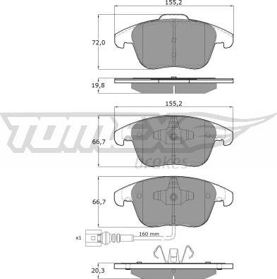 TOMEX brakes TX 15-82 - Brake Pad Set, disc brake autospares.lv