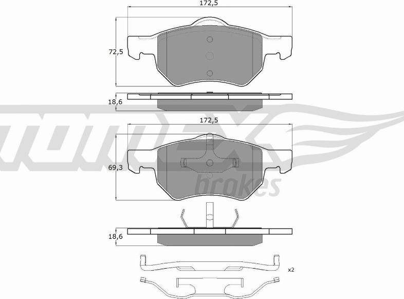 TOMEX brakes TX 15-30 - Brake Pad Set, disc brake autospares.lv