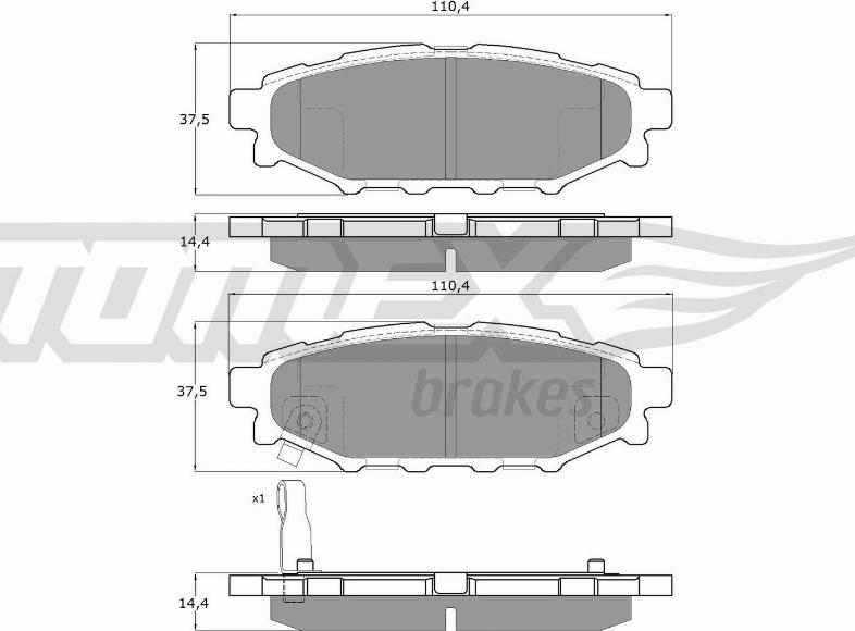TOMEX brakes TX 15-37 - Brake Pad Set, disc brake autospares.lv