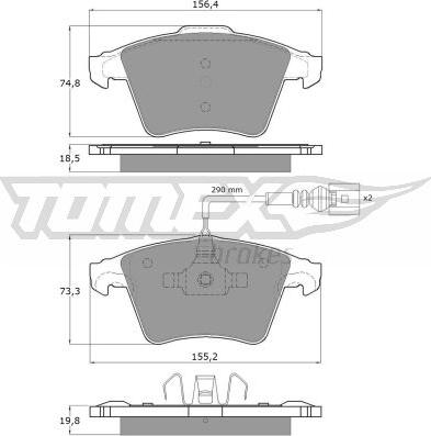 TOMEX brakes TX 15-23 - Brake Pad Set, disc brake autospares.lv