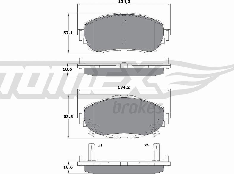 TOMEX brakes TX 16-99 - Brake Pad Set, disc brake autospares.lv