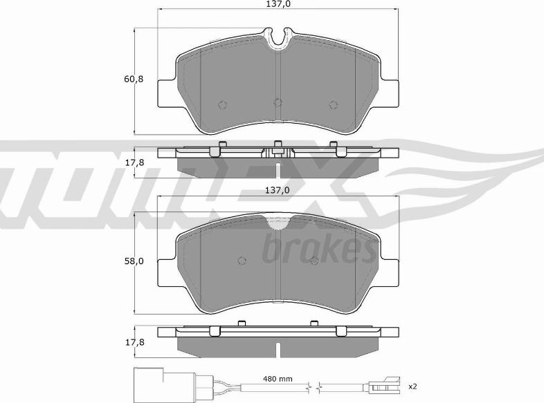 TOMEX brakes TX 16-961 - Brake Pad Set, disc brake autospares.lv