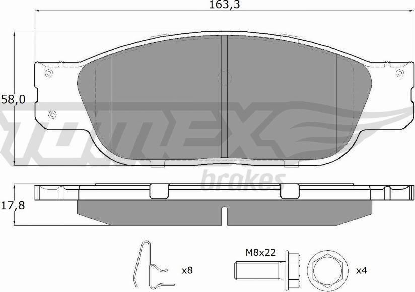 TOMEX brakes TX 16-92 - Brake Pad Set, disc brake autospares.lv