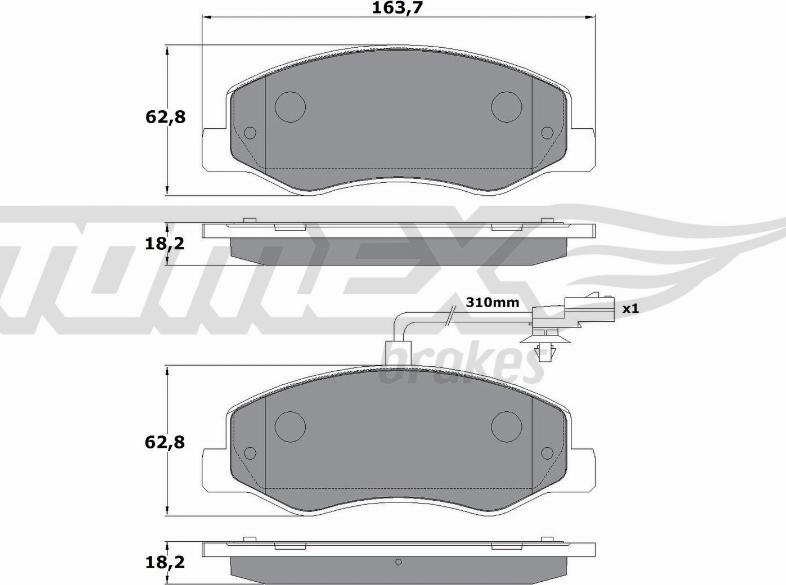 TOMEX brakes TX 16-49 - Brake Pad Set, disc brake autospares.lv