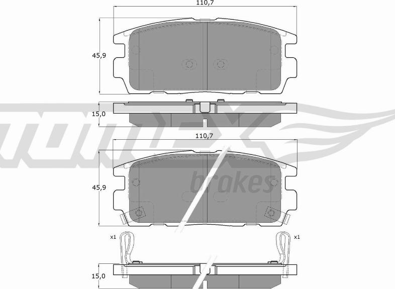 TOMEX brakes TX 16-43 - Brake Pad Set, disc brake autospares.lv