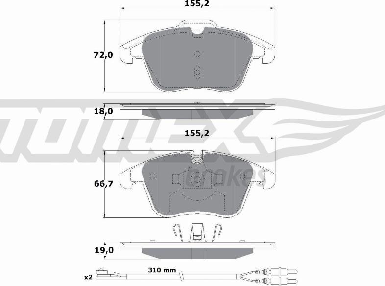 TOMEX brakes TX 16-55 - Brake Pad Set, disc brake autospares.lv