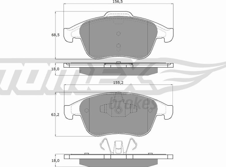 TOMEX brakes TX 16-56 - Brake Pad Set, disc brake autospares.lv