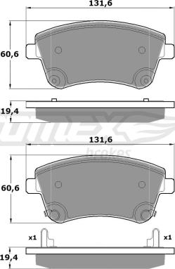 TOMEX brakes TX 16-53 - Brake Pad Set, disc brake autospares.lv