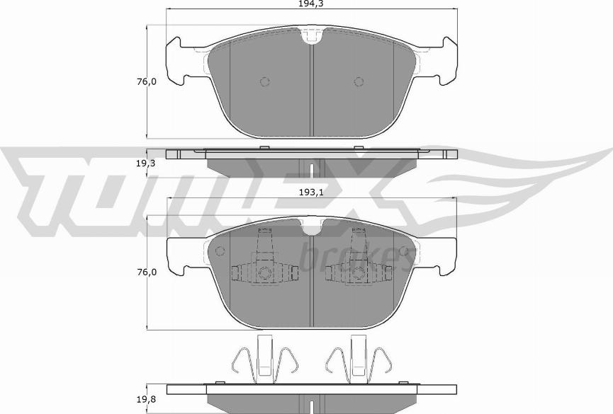 TOMEX brakes TX 16-57 - Brake Pad Set, disc brake autospares.lv