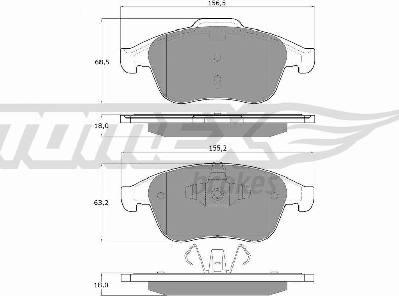 TOMEX brakes TX 16-65 - Brake Pad Set, disc brake autospares.lv