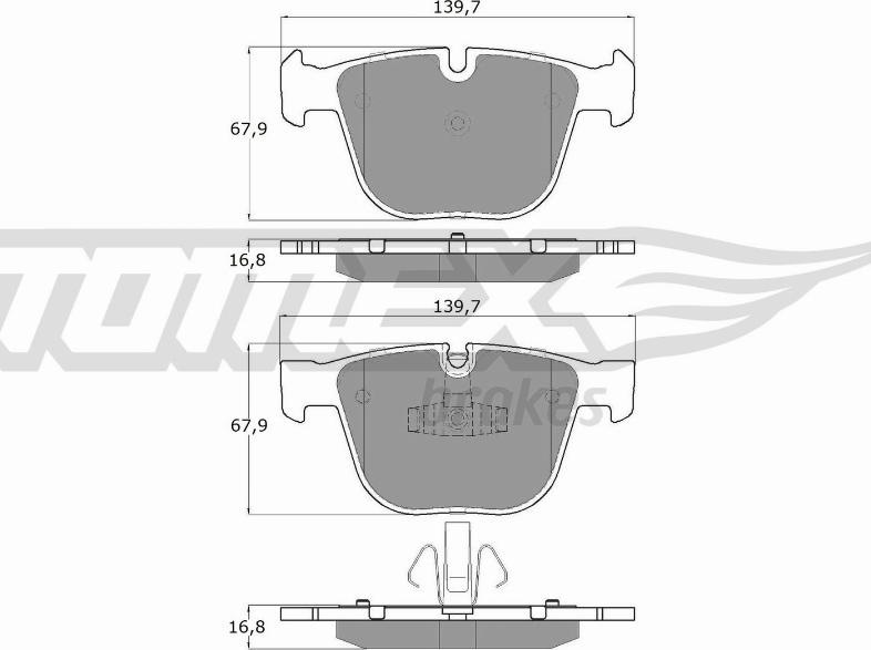 TOMEX brakes TX 16-67 - Brake Pad Set, disc brake autospares.lv