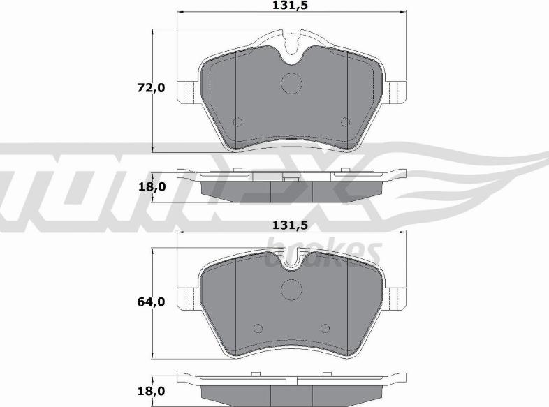 TOMEX brakes TX 16-04 - Brake Pad Set, disc brake autospares.lv