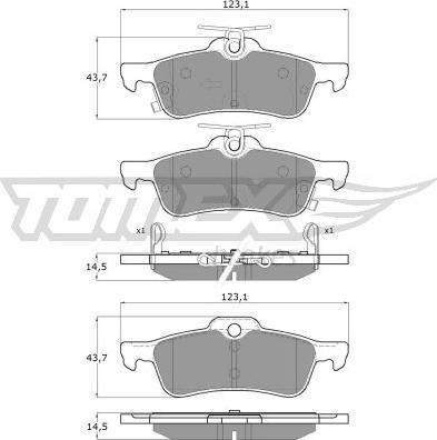 TOMEX brakes TX 16-031 - Brake Pad Set, disc brake autospares.lv