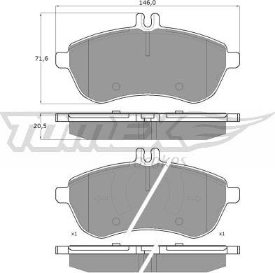 TOMEX brakes TX 16-02 - Brake Pad Set, disc brake autospares.lv