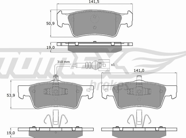 TOMEX brakes TX 16-14 - Brake Pad Set, disc brake autospares.lv